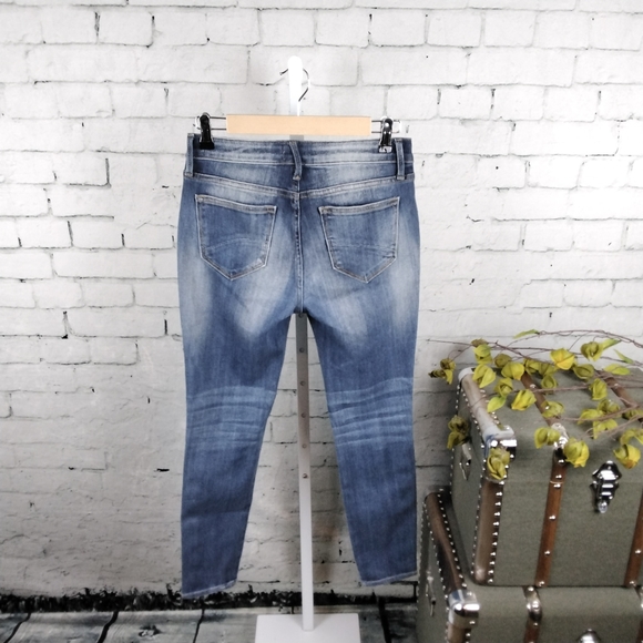 Driftwood Jackie Embroidered Mid-rise Skinny Ankle Jeans In Blue Size 26 - Picture 2 of 7